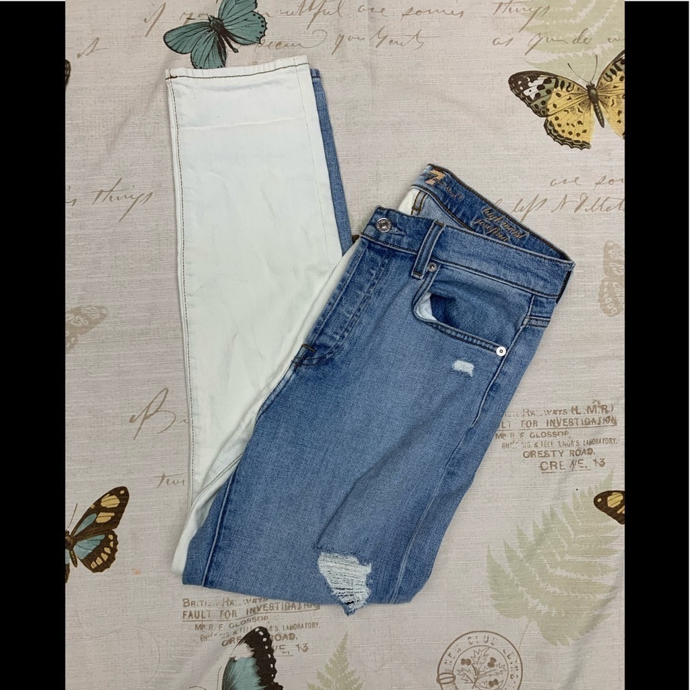 7 for all mankind two tone high waist josefina‎ denim jeans